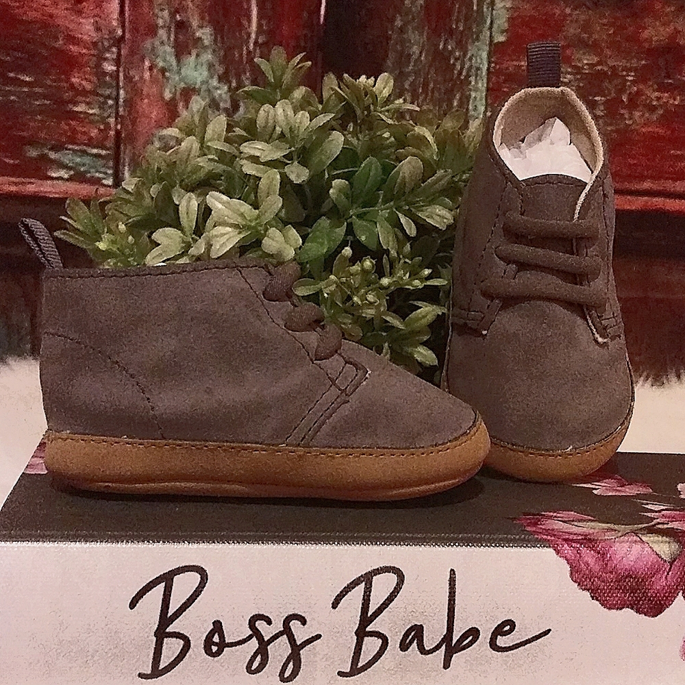 Baby Gap gray and tan slip ons